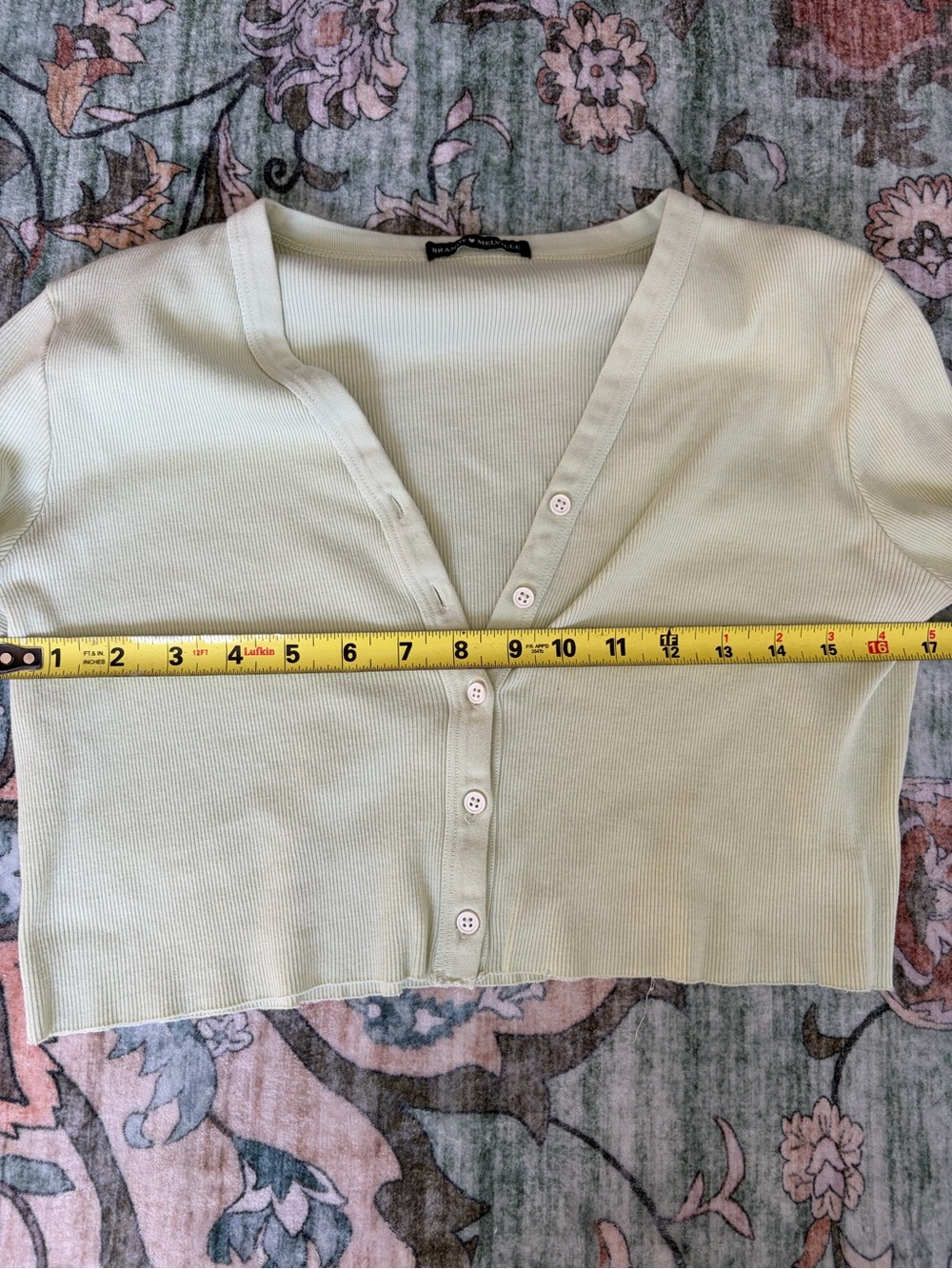 Brandy Melville Mint Green Ribbed Cropped Button Cardigan - Picture 5 of 6